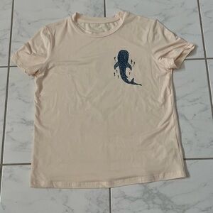 Cream T-Shirt with Blue Whale Shark Design and Isaiah Scripture 43:2 on the back